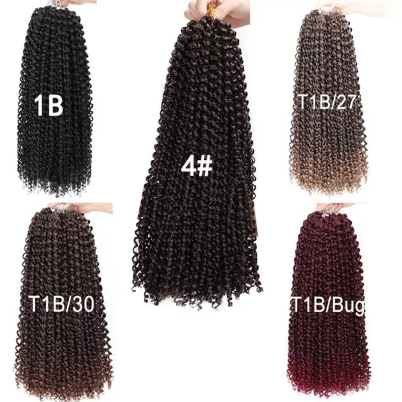 18 Inch Fashion Water Wave Wig Crochet Braids Fluffy Hair 6-Pack Crochet Long Curly Synthetic Extensions for Woman Daily Use