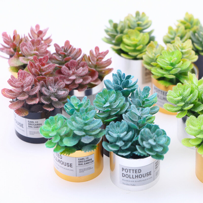 Doll House Accessories 1:12 Miniature Simulation Succulent Plants Potted Flowers Model Dollhouse Toys