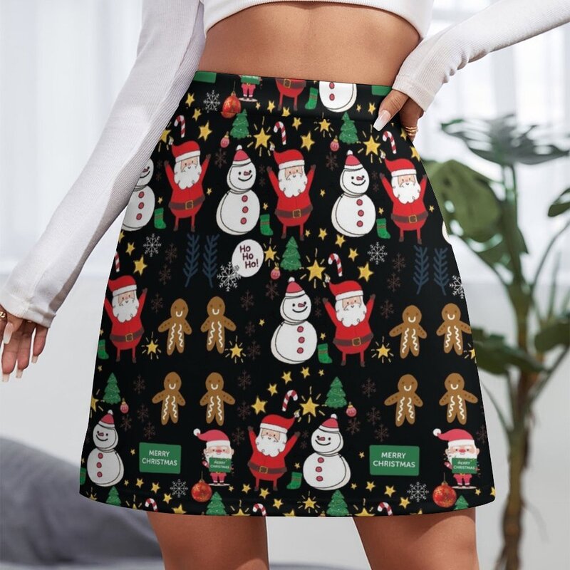 Liburan Natal Untuk Keluarga: pola lucu desain grafis rok Mini gaun untuk prom pakaian Kawaii