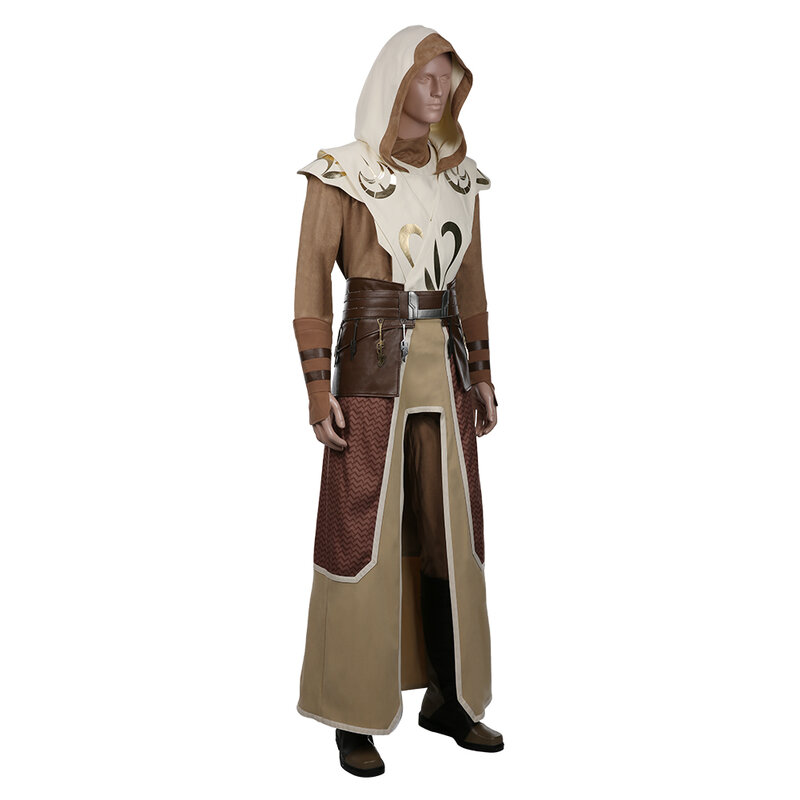 De Kloon Cos Wars Jedi Tempelbewaker Cosplay Fantasia Kostuum Voor Volwassen Mannen Mannelijke Bruine Mantel Uniform Rollenspel Outfits