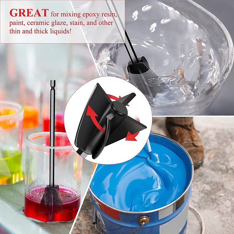 New 4Pcs Epoxy Mixing Stick Paint Stirring Rod Putty Cement Paint Mixer Attachment With Drill Chuck For Oil Paint
