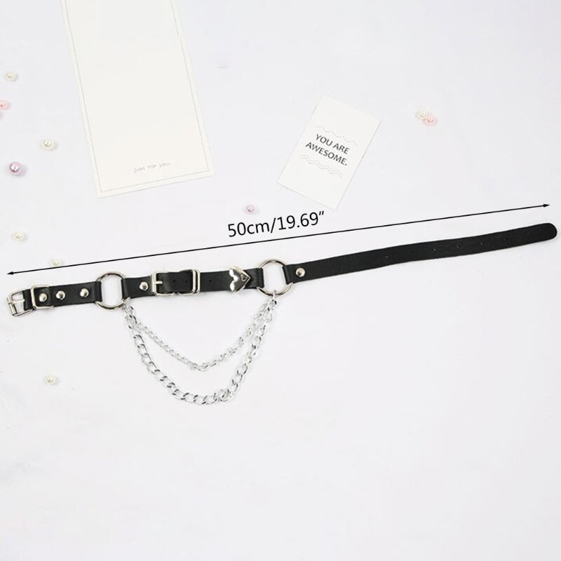 New Woman Sexy Punk Gothic Faux Leather Belt Metal Chain Ring Waist Strap Street Dance Decorate Belts