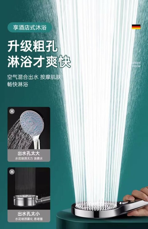 New High Pressure Big 130mm Shower Head Black 3 Modes Water Saving Spray Nozzle Massage Rainfall Shower Bathroom Accessories