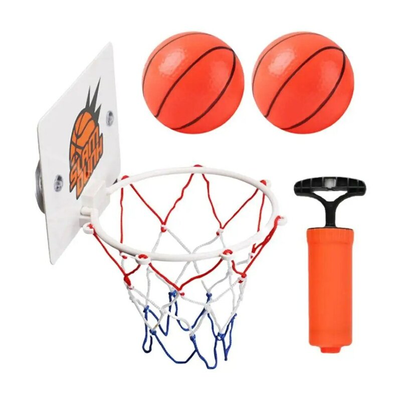 Aro de basquete indoor com ventosa para crianças, mini aro com brinquedo de 2 bolas, mochilas para meninos e meninas, esportes, porta do quarto