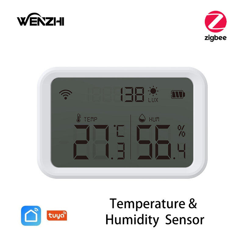 Zigéquation-Capteur de température et d'humidité, numérique, thermomètre, station météo sans fil, maison, Tuya Smart Life