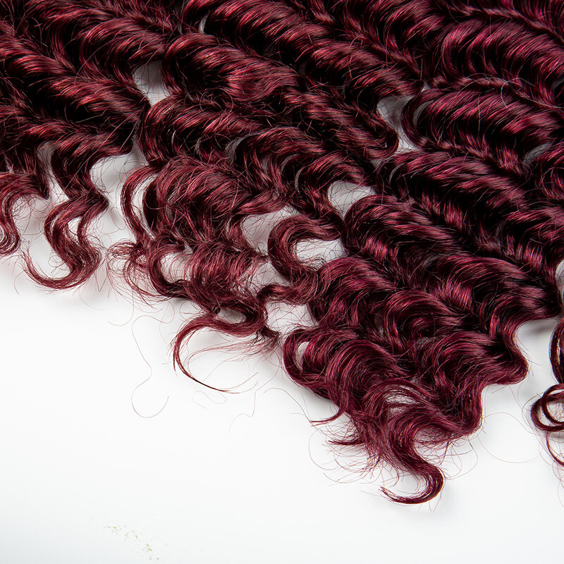 No Weft Hair Extension Bulk Burgundy Color Deep Hair Weaving Curly Bulk Hair For Hair Salon Supply