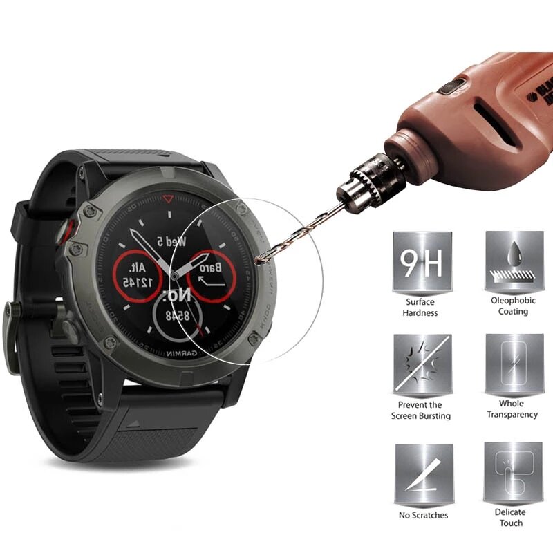 2PCS 9H Premium กระจกนิรภัย Smartwatch Screen Protector Quickfit สมาร์ทวอท์ชอุปกรณ์เสริมสำหรับ Garmin Fenix 7 7S 7X 6 5 5S