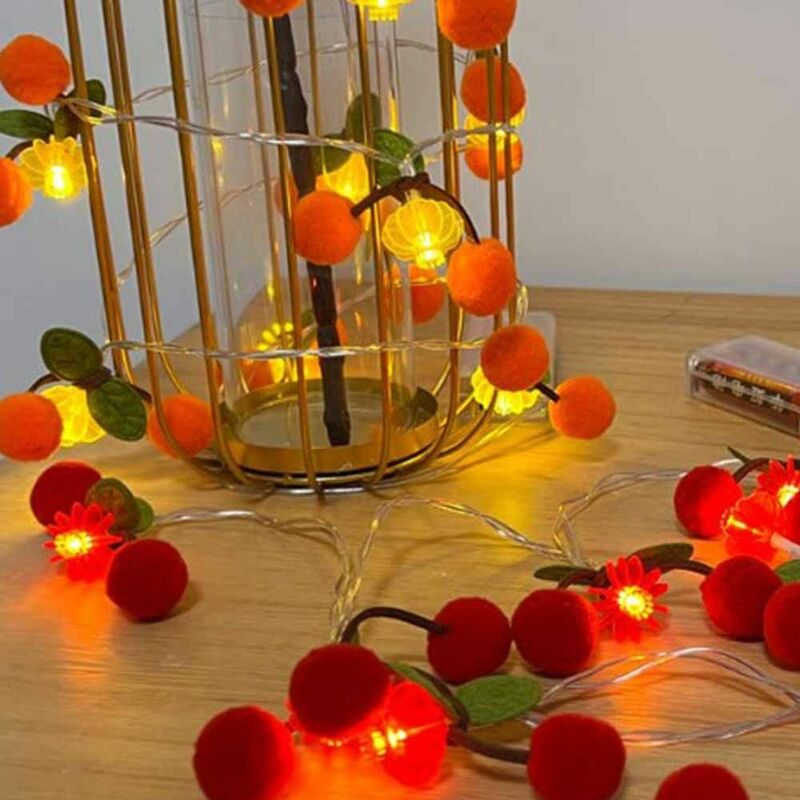 2 metri capodanno Festival atmosfera decorazione LED frutta rossa lanterne colorate ciondolo piccole lanterne luce stringa