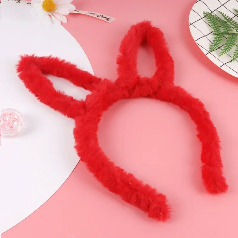 New Fashion Rabbit Ears Hairband Girls Candy Color Kids Plush Headband Autumn Winter Head Hoop Cute Hair Accessories Gifts