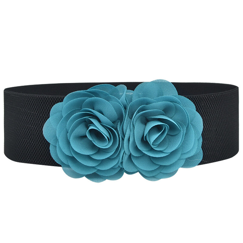 Cinturón elástico de Color liso para mujer, corsé Vintage, Floral, decorativo, suave, hecho a mano, ancho