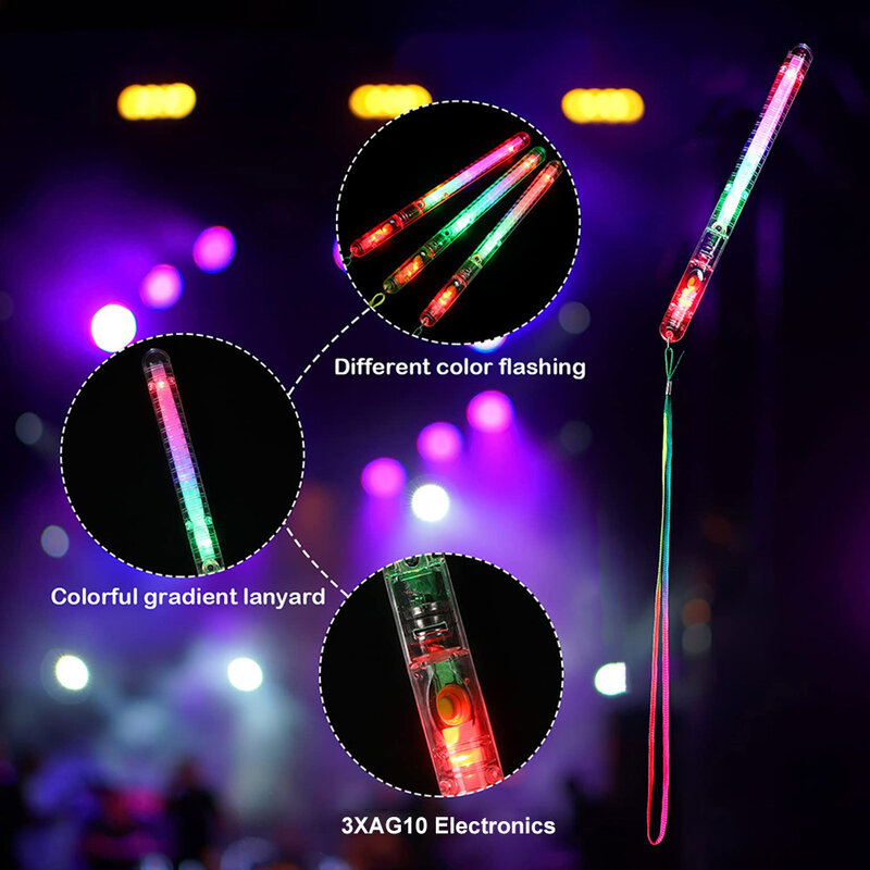 12/15/30/60Pcs RGB LED Glow Foam Stick Bulk Colorful LED Glow Sticks Cheer Tube Dark Light Birthday Wedding Party Supplies