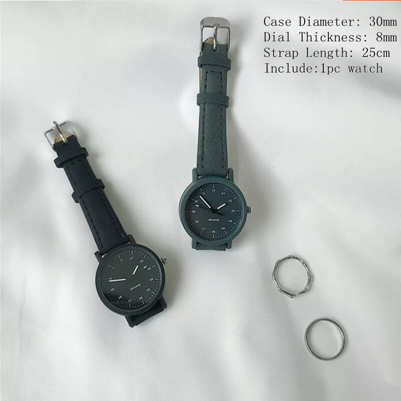 ขายร้อน Minimalist นาฬิกาควอตซ์นาฬิกาข้อมือ PU สายหนังรอบนาฬิกาข้อมือสำหรับทุกวันสำนักงานผู้หญิง