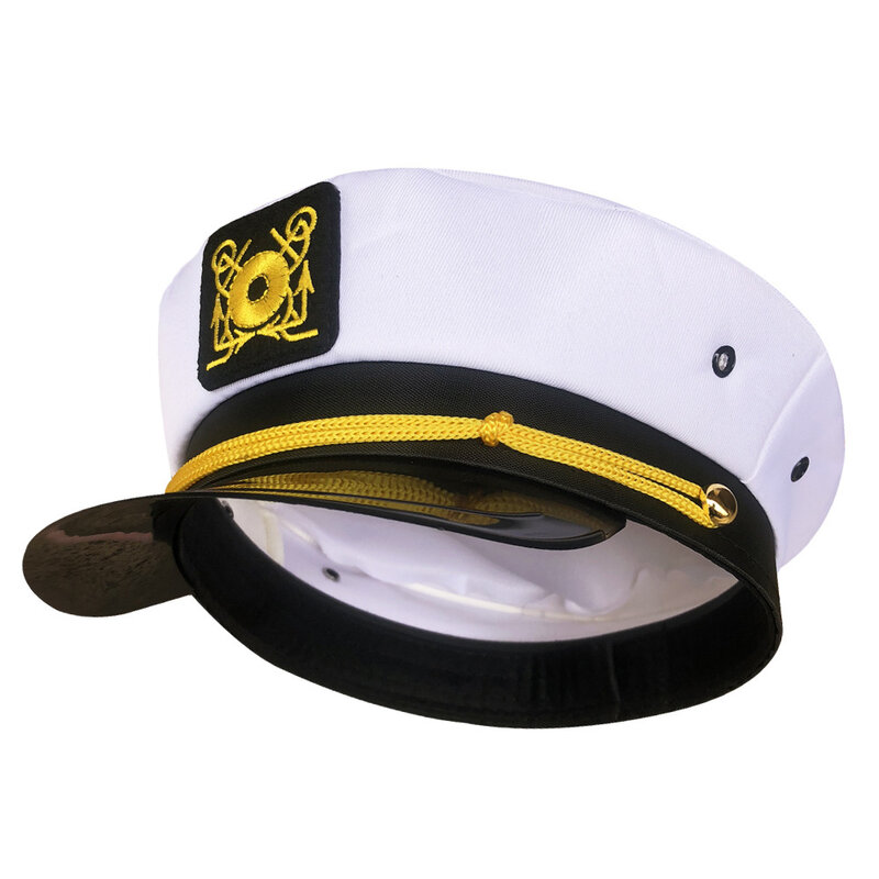Chapeau bleu marine brodé blanc pour adultes, casquette militaire de capitaine de la marine, robe de paupières unisexe, chapeau de costume, mode de marins, événement et fête
