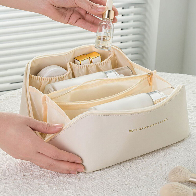 Duża pojemność PU poduszka kosmetyczka dla kobiet kosmetyki podróżne Organizer do przechowywania woreczek przenośny damski kosmetyczka