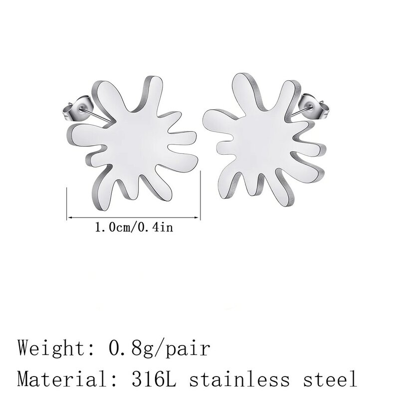 Stainless Steel Silver Water Droplet Stud Earrings For Women Minimalist Jewelry Geometric Earrings Gift
