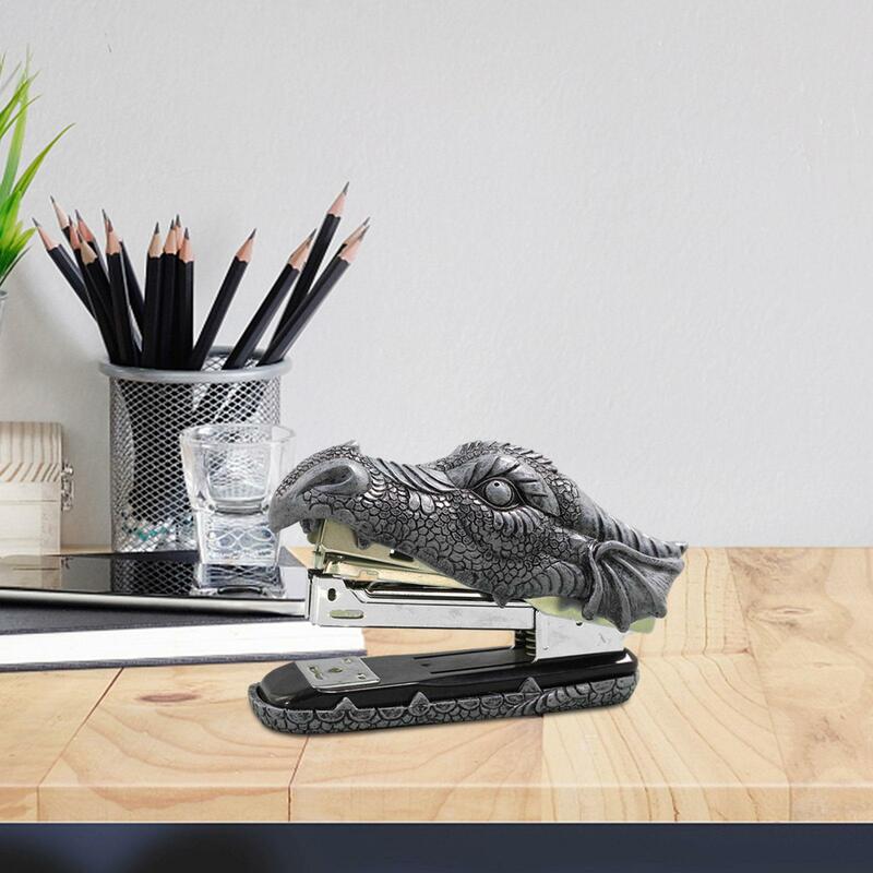 Новый офисный степлер с головой дракона, офисные принадлежности, фигурка, изделия из смолы, Забавный Уникальный небольшой степлер, настольный степлер