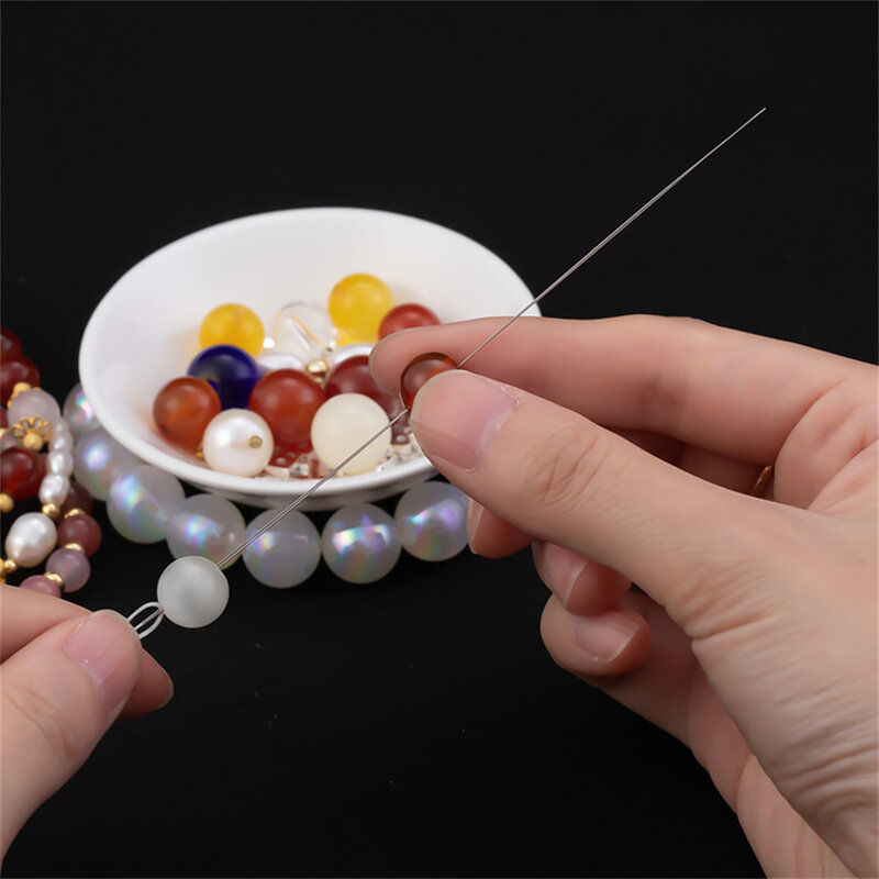 Open Curved Beading Needles Pins Big Eye Needle Beads Bracelet Necklace DIY Jewelry Making Tools Handmade Beaded Threading Pin