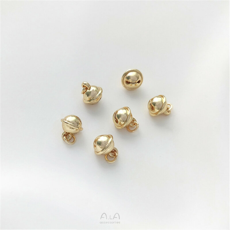 1 buah paket emas 14K 8mm liontin bel kecil perhiasan buatan tangan liontin DIY gelang kalung aksesoris perhiasan