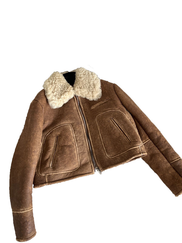 Retro krótka kurtka modna osobowość przystojny wygodny uniwersalny 2024 jesień i zima nowy 1025