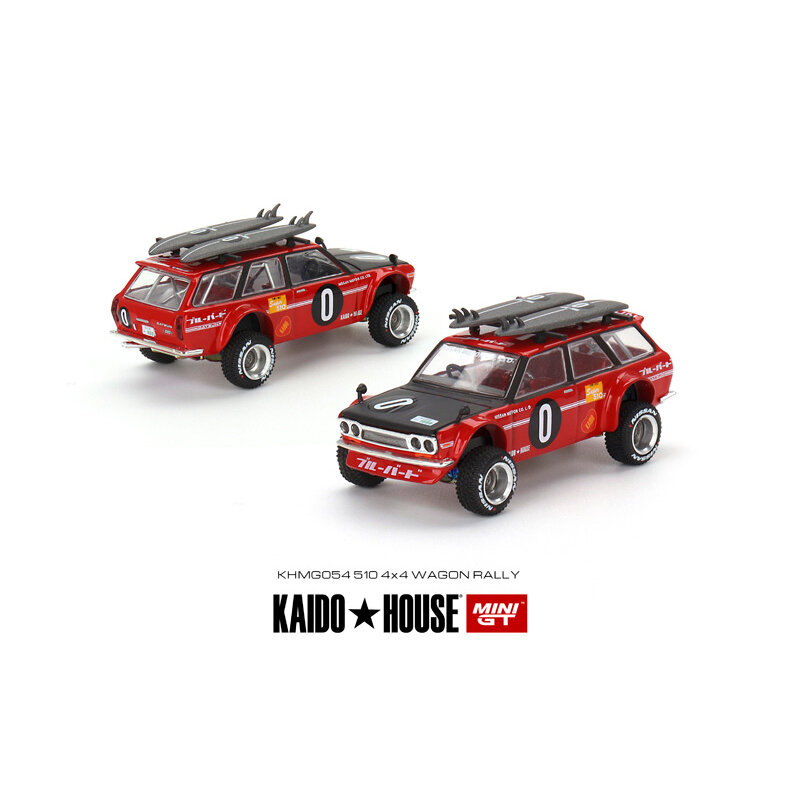 MINI GT Kaido House GTR R34 510 Wagon Rally Hood abierto Diecast Diorama Car Model Collection Miniature Carros Toys, en Stock, 1:64