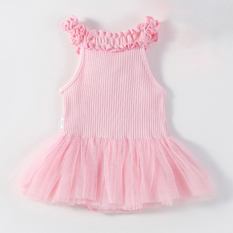 0-24M Baby Summer Full Moon Hundred Days Banquet Princess Dress Girls Mesh One-year-old Rompers Vest PP One-Piece Bodysuit