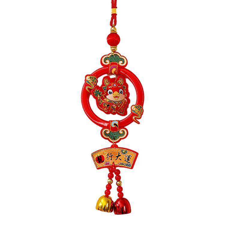 Decoração Pendurada de Ano Novo Chinês com Sino, Feliz Ano Novo, Ano Lunar, Pingente Vermelho para Porta, Sala de Estar, Parede de Férias, Festa