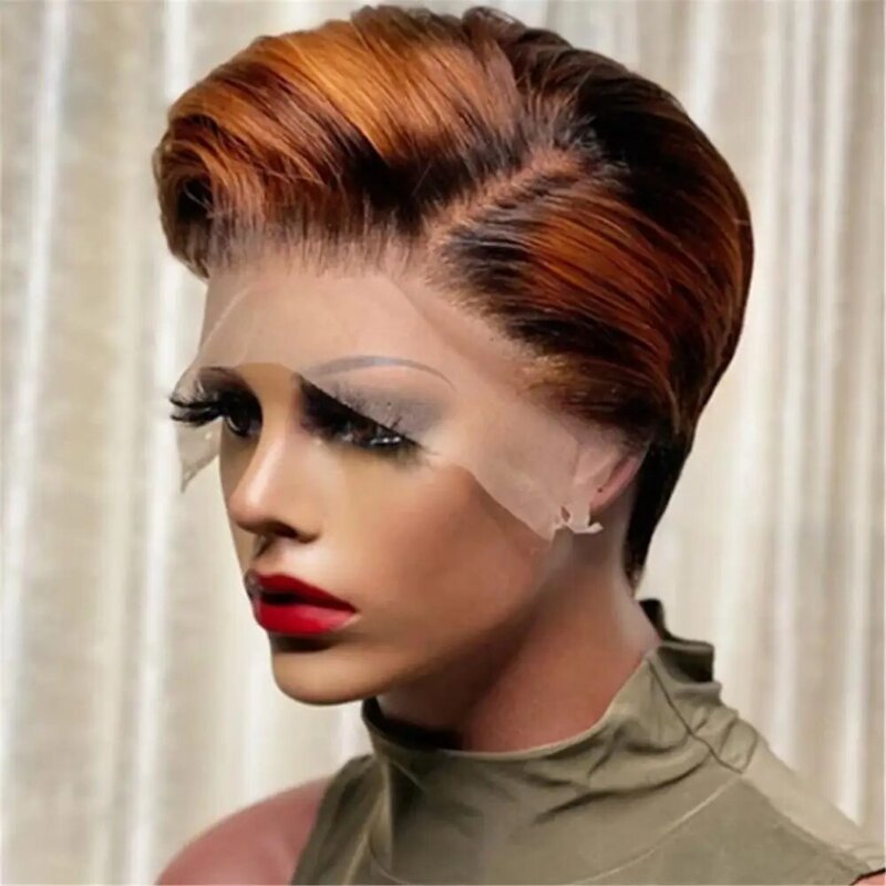 15cm kobiety farbowane koronki krótkie proste peruka syntetyczna włosy syntetyczne krótkie fryzura Pixie naturalne włosy peruka z grzywką na imprezę