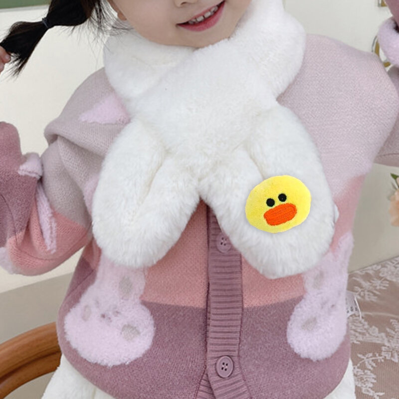 Мультяшный зимний детский шарф милый медведь плюшевые шарфы для детей мальчиков девочек Корейский однотонный Детский Теплый белый шейный платок