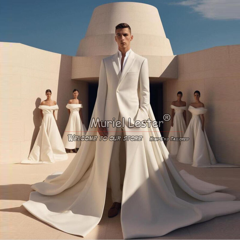 Elegante Hochzeits anzüge für Männer neueste Design einreihige Jacken hose 2 Stück weiße Bräutigam Smoking maßge schneiderte Abschluss ball Blazer
