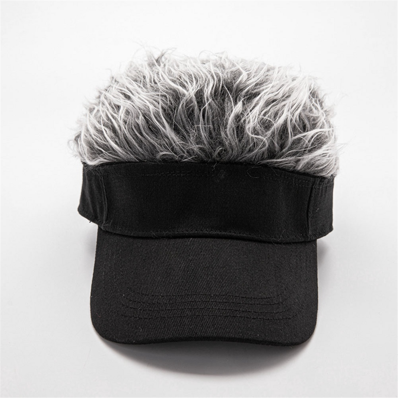 Moda Unisex czepek na perukę zwięzła daszki przeciwsłoneczne czapka bejsbolówka w stylu Hip-Hop uliczna słońce czapki z prostym daszkiem sztuczne włosy kasket czarny + szary