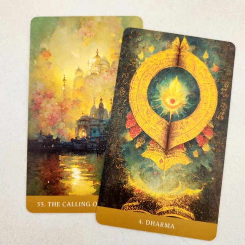 39 cartes de la Bhagavad Gita, 10.4x7.3cm, le chemin de la lumière, Oracle: guérison et maîtrise de soi à travers les contaminants
