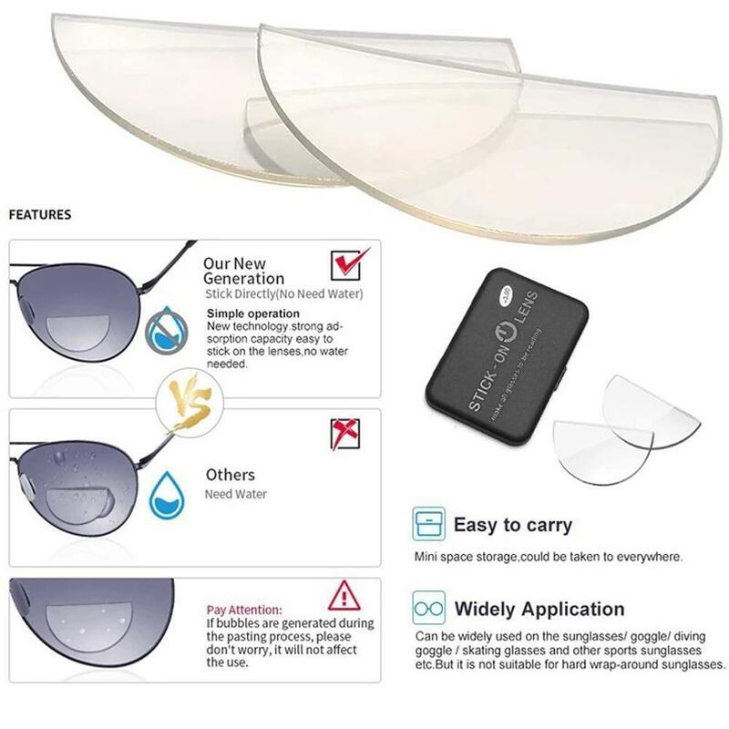 2pcs Stick-on Óculos de Leitura Lente Líquido Silicone Bifocal Lentes Presbiópicas Ampliação Lentes Bifocais + 100 a + 350