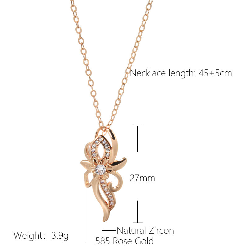 SYOUJYO 585 Gold Color Classic Design Pendant Necklace For Women Natural Zircon Elegant Daily Easy Matching Jewelry