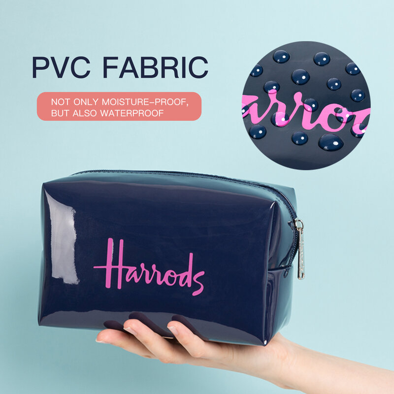 Organizador de maquillaje de PVC a la moda, bolsa de viaje de nailon impermeable, estuche de cosméticos con cremallera, bolsa de aseo pequeña, bolso de mano portátil