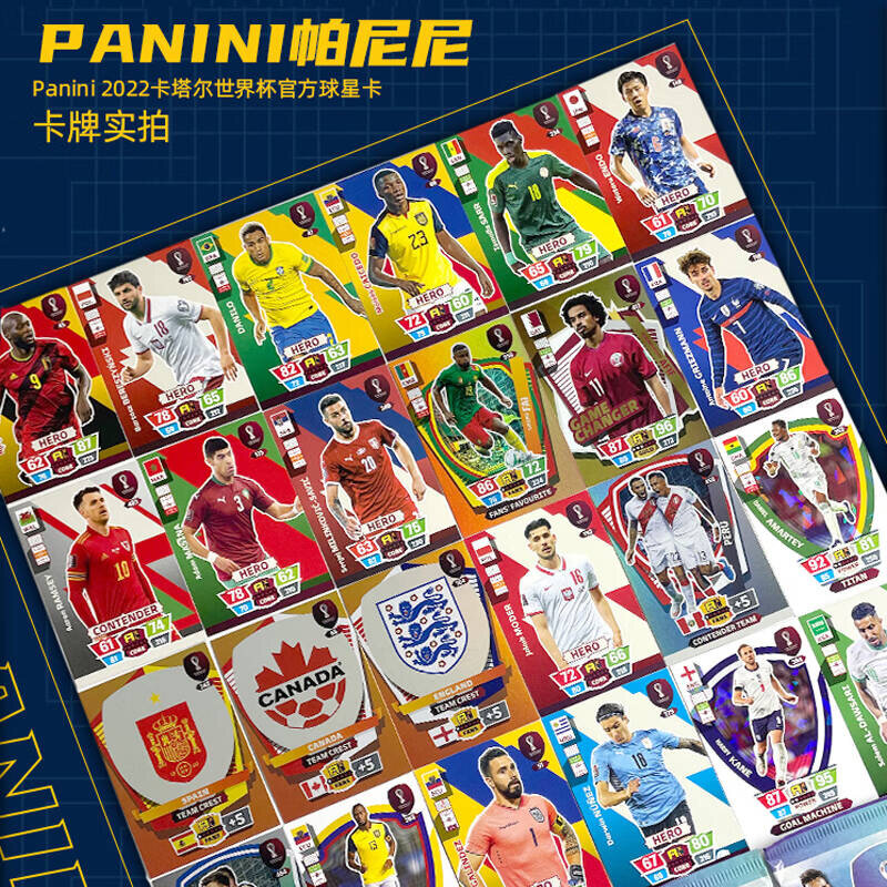 8 Pcs/Bag Genuine Panini Football Star Basic Card Qatar World Cup Soccer Star Footballer Limited Fan Collection Cards