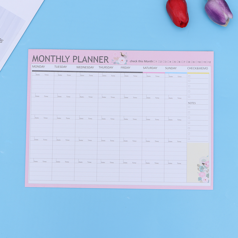 Monthly Planner A4 Decorative Organizer Calendars Schedule Notebook Candy Weekly Daily Planner Memo Pad(Random Color)