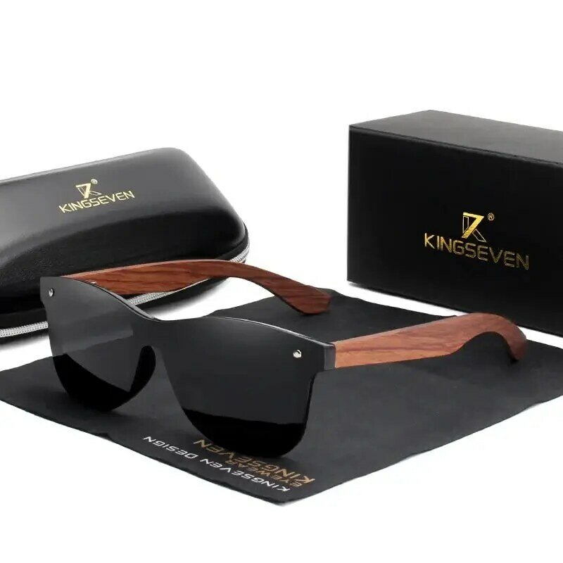 KINGSEVEN-Óculos de sol artesanais de madeira natural para homens e mulheres, vintage clássico polarizado, óculos elegantes para dirigir