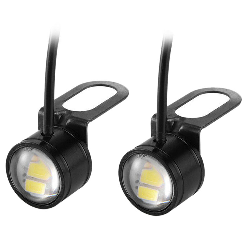 2 Pcs White LED Motorcycle Headlight Spotlight Driving Daytime Running Light Lamp