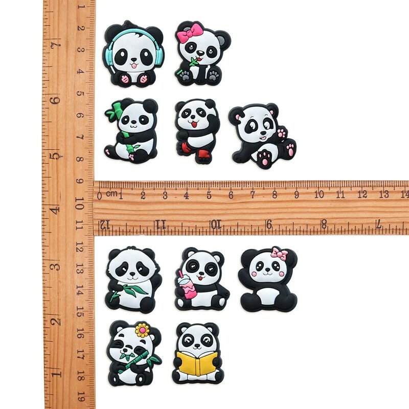 Big femal panda charactors series lovely shoe charms fibbie accessori decorazioni per zoccoli pencil box bag sneakers kids boys