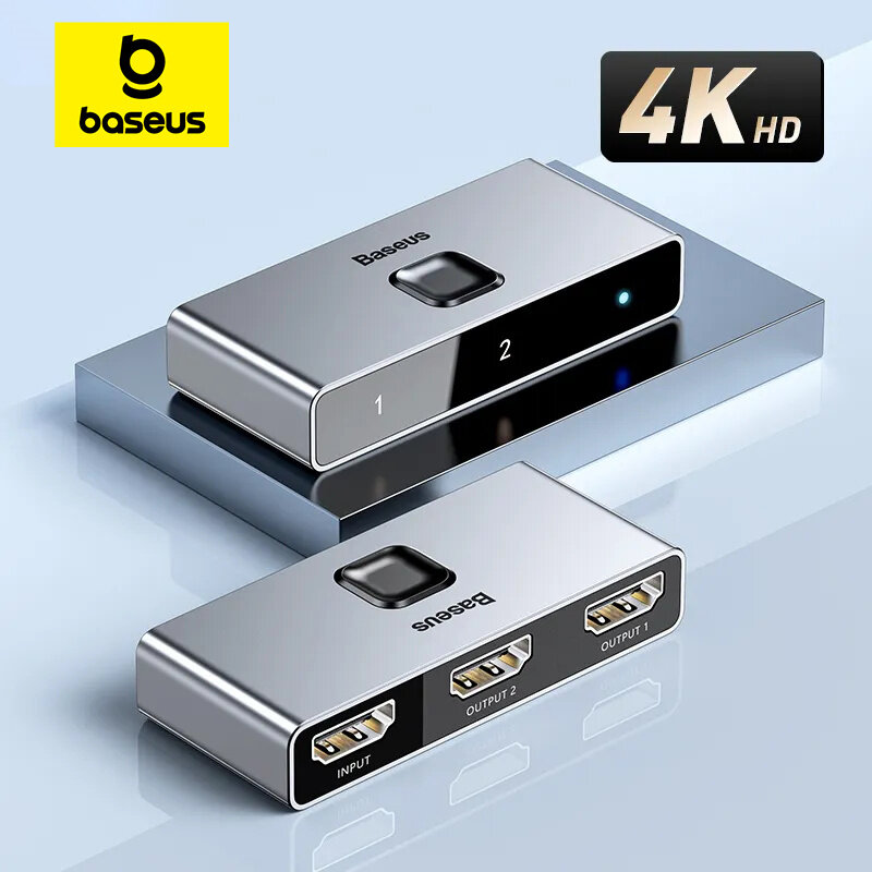 Baseus-conmutador compatible con HDMI, 4K, 60Hz, bidireccional, 1x 2/2x1, adaptador de Audio HDR para PS4 TV Box, 4K, HD, HDMI