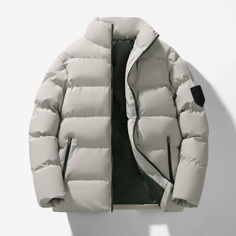 Manteau d'hiver en coton rembourré coréen pour hommes, col montant, coupe-vent pour hommes, veste décontractée, vêtements d'extérieur pour hommes, fermeture à glissière vers le bas