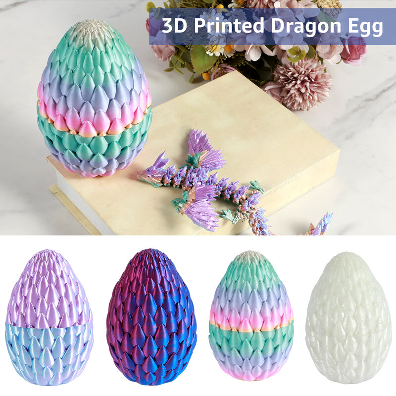Вращающийся красочный дракон с 3D рисунком дракона и яйца, игрушки с шарнирным драконом, украшение, идеально подходит для подарка детям