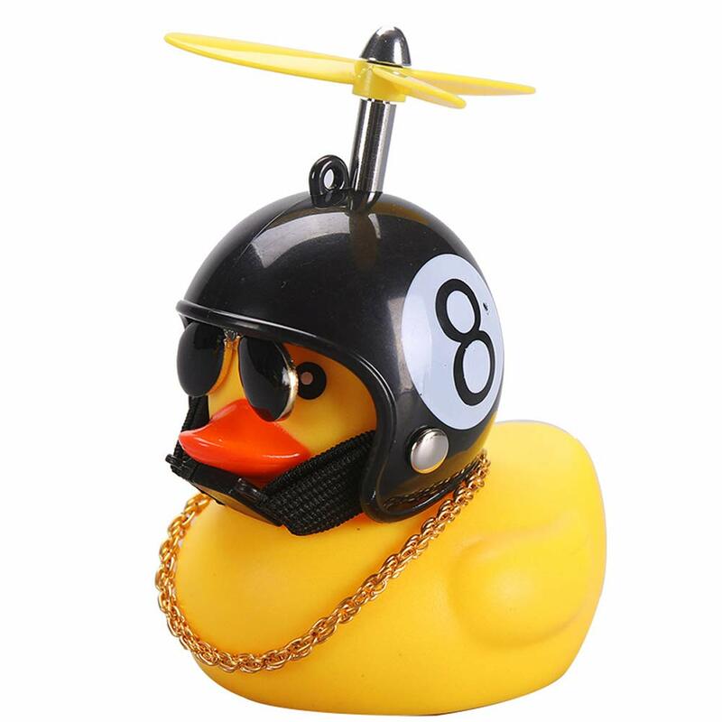 Car  Duck Ornaments Yellow Rubber Duck Car Dashboard Decorations with Propeller Helmet