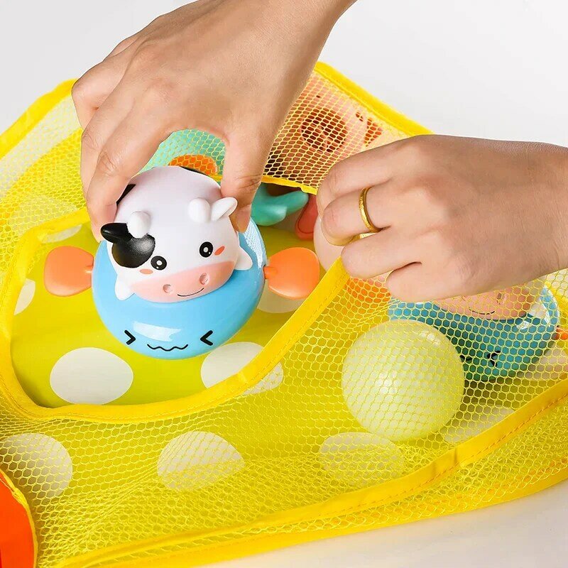 Cartoon Bath Toys Saco De Armazenamento Para Bebê, Bonito, Pato, Sapo, Mesh Net, Toy Holder, Forte Ventosas, Bath Game Bag, Banheiro Organizador