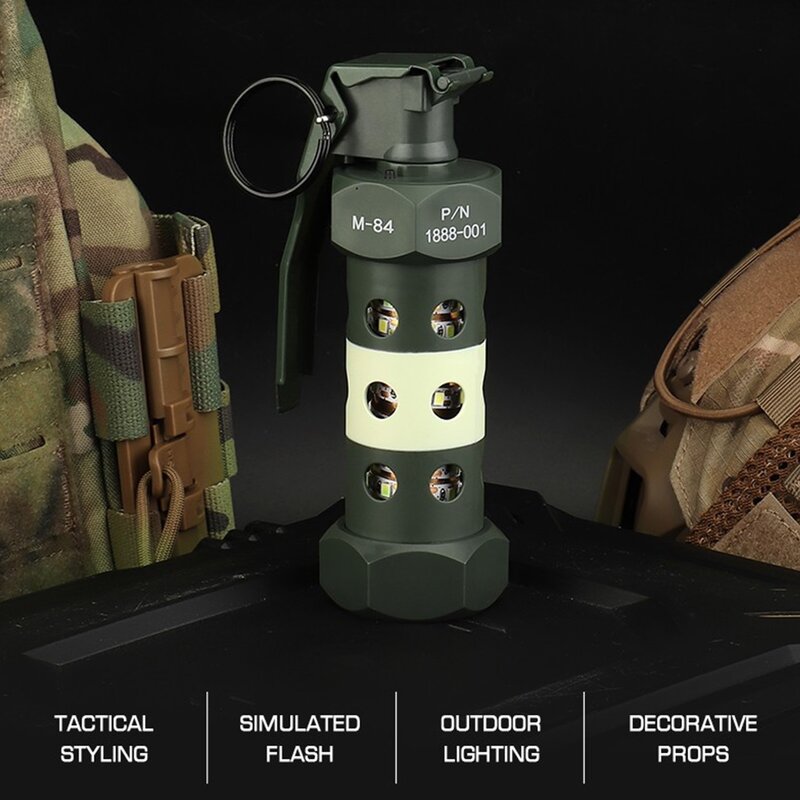 Nylon Outdoor Camping Flash Light, Iluminação de Emergência, Tactical Cosplay, Props M84, Modelo Flashbang, Lâmpada Estroboscópica de Sobrevivência