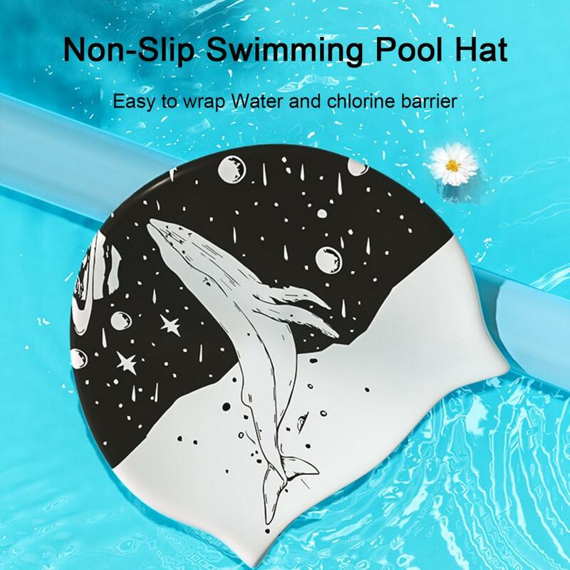 หมวกว่ายน้ำผมสั้นยาวหมวกว่ายน้ำป้องกันหูผมหยิกสั้นยาวปานกลางหนาขนหมวกอาบน้ำอุปกรณ์ว่ายน้ำ