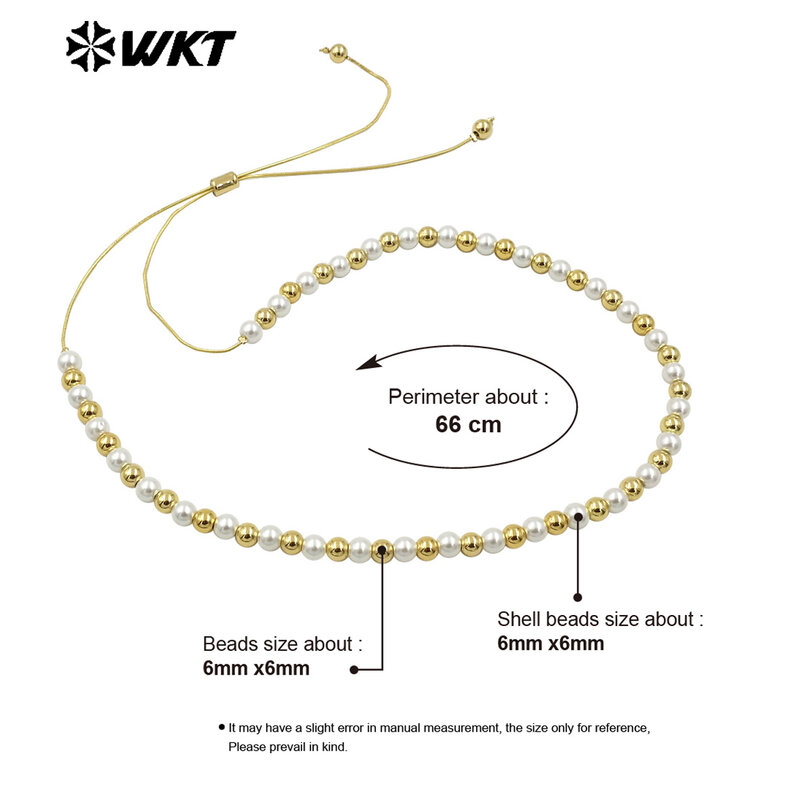 WT-JFN20 sprzedaż hurtowa modne pozłacane pasmo ręczne eleganckie regulowany łańcuszek łączenia pereł naszyjnik z koralików 10 szt