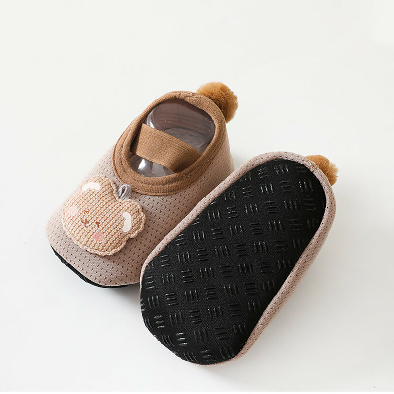 Scarpe antiscivolo per bambini calzini da pavimento antiscivolo in cotone per neonata calzini da interno per cartoni animati con suola in gomma per neonato