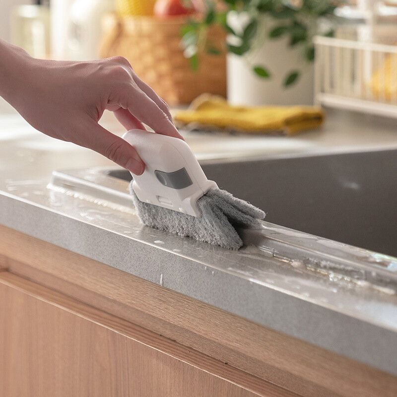 Escova de limpeza 2-em 1, ferramenta de limpeza, ranhura de janela, pano de limpeza, slot para janelas, acessórios para casa, utensílios de cozinha