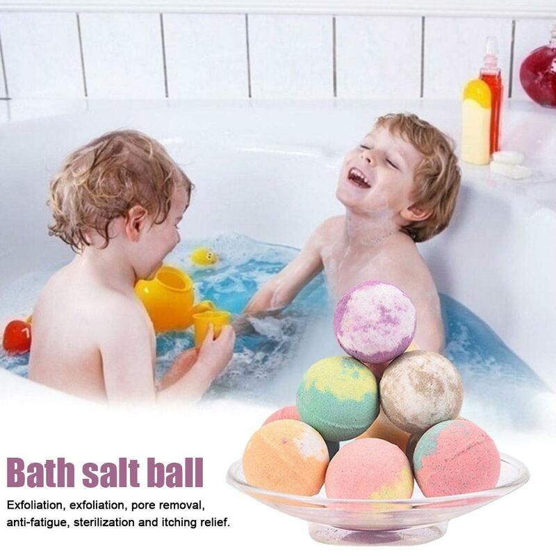 Bola de sal de baño de burbujas naturales, aceite elaborado, tipo de aromaterapia, limpiador corporal profundo, granos de sal de baño